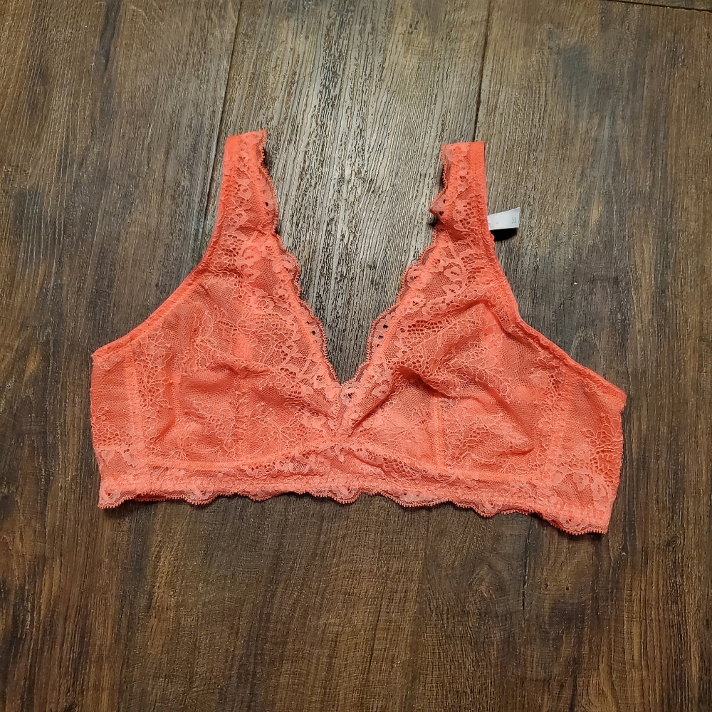 Love by Gap Orange Lace Bralette M Floral